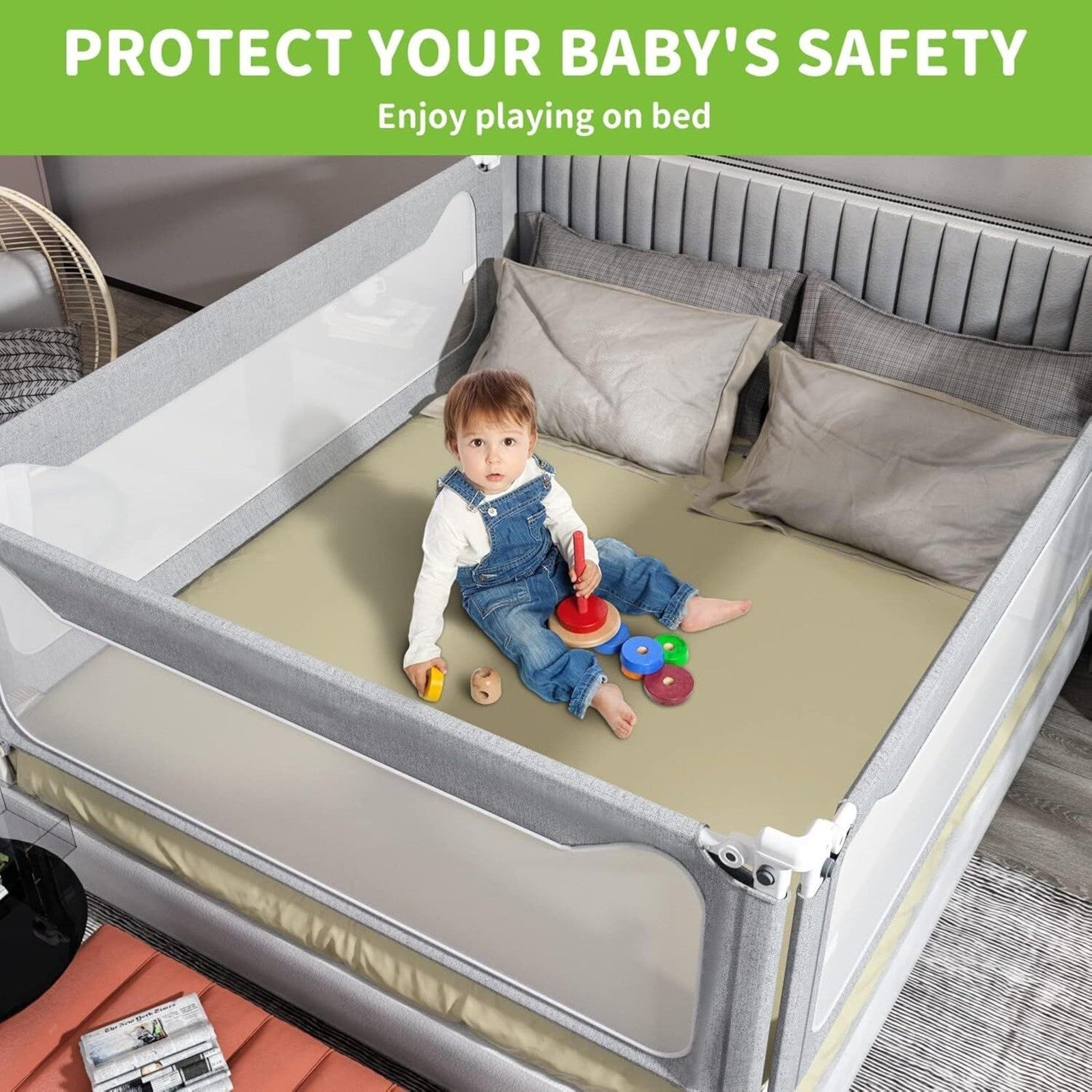1.5M Bed Safety Guards Folding Children Toddler's Bed Rail Safety Protection NEW