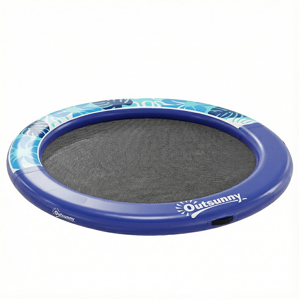 8FT Inflatable Water Hammock Floating Ring,  Thick Brushed Plastic And Reinforced Polyester Inflatable Floating Dock Platform For For Lakes, Pools, Oceans