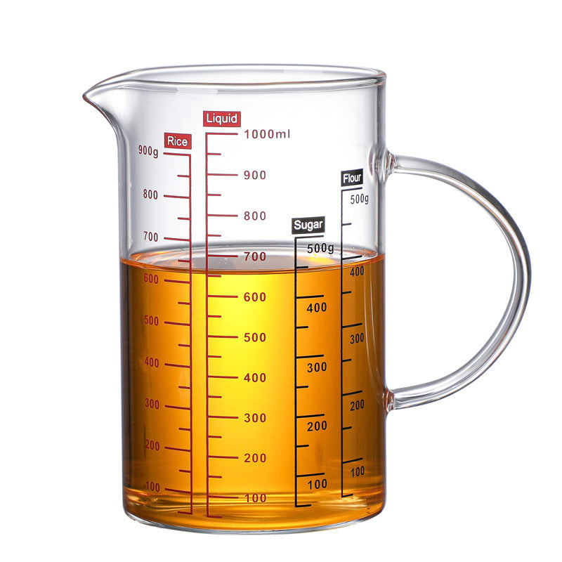 Glass Measuring Cup, Glass Graduated Cup With Lid, Glass Cup
