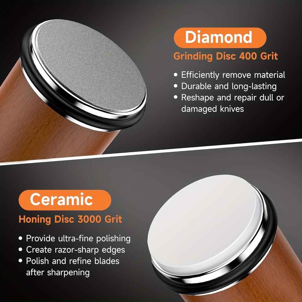 Roller Knife Sharpening Kit With Diamond, Dual-Grind Rolling Knife Sharpener, Sharpening Tool For Kitchen Knives, Tumbler Sharpener For Home