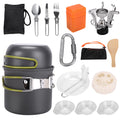 Outdoor Portable Camping Cookware Set Hiking Cooking Pot Gas Stove Tableware Kit
