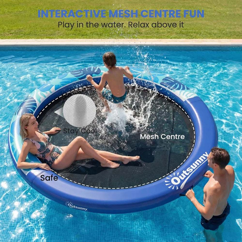 8FT Inflatable Water Hammock Floating Ring,  Thick Brushed Plastic And Reinforced Polyester Inflatable Floating Dock Platform For For Lakes, Pools, Oceans